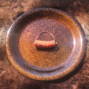 Handmade Orange and White African Glass Bead Ring!